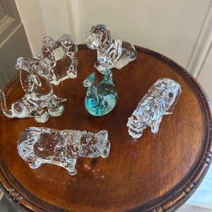 Crystal Animal Figurine Set with Blue Accent